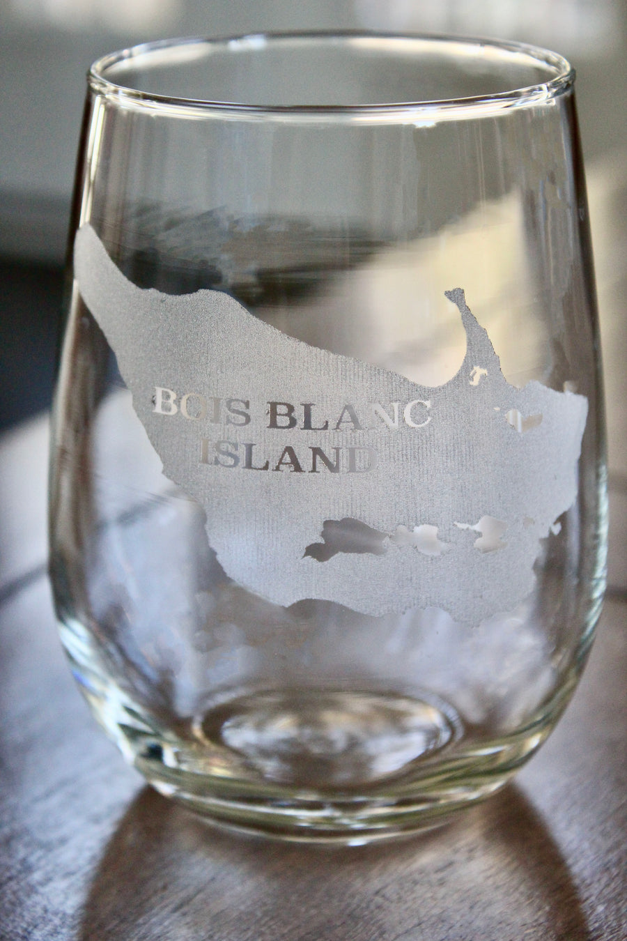 Bois Blanc Island Map Engraved Glasses