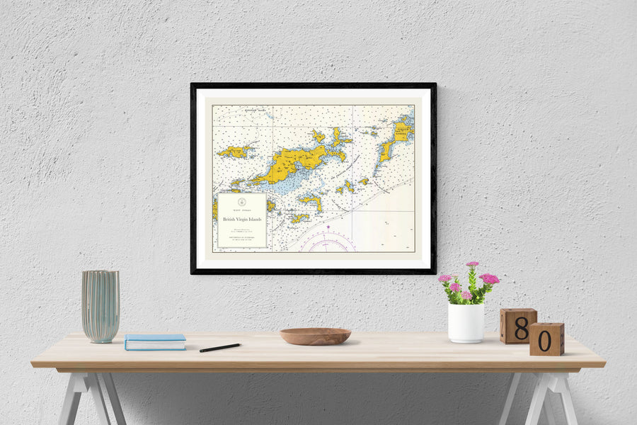 British Virgin Islands Map (BVI) - 1962 - Nautical Chart Print - Paper | Canvas | Metal