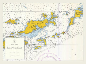 British Virgin Islands Map (BVI) - 1962 - Nautical Chart Print - Paper | Canvas | Metal