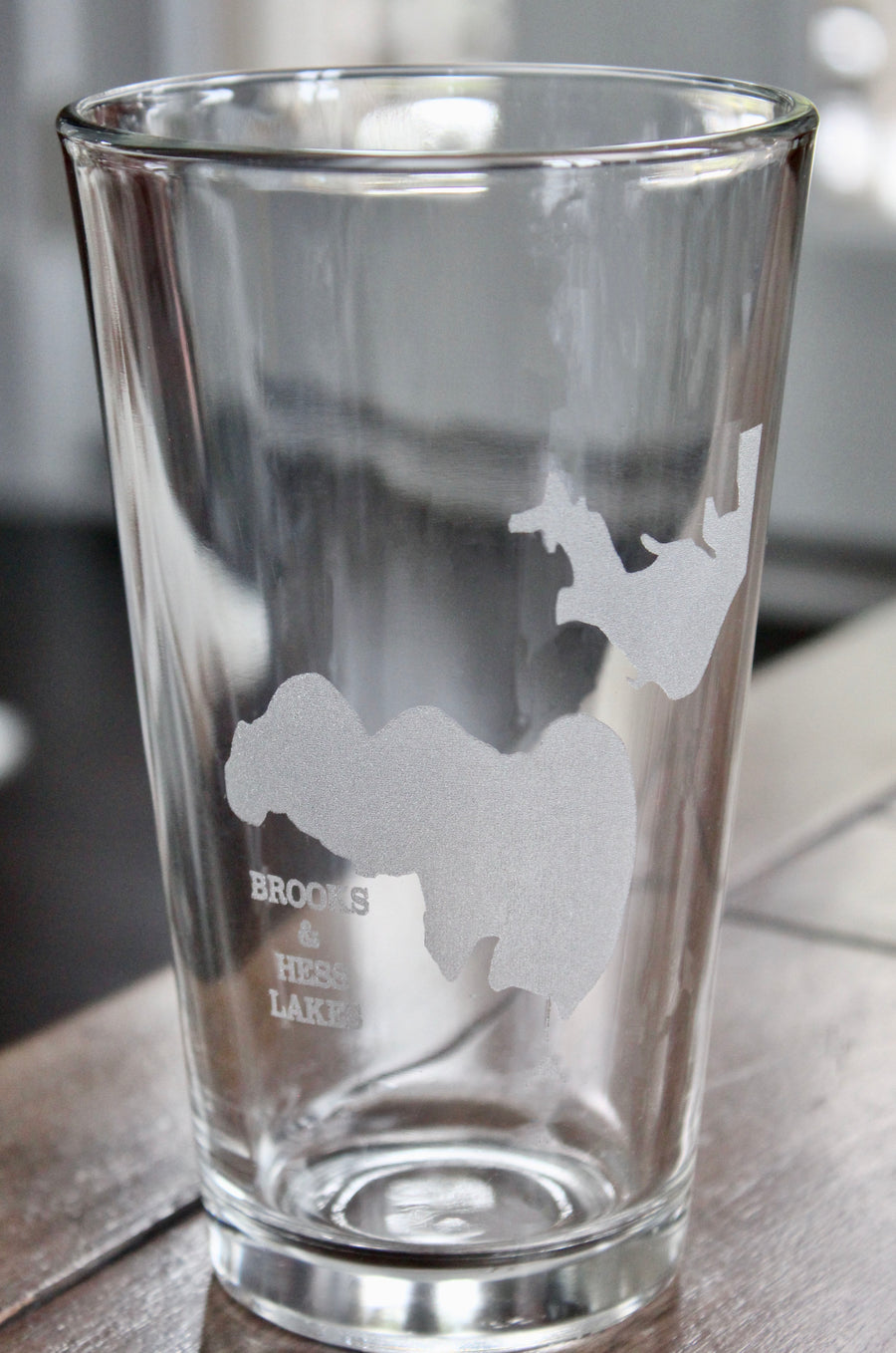 Brooks and Hess Lakes, MI Map Engraved Glasses