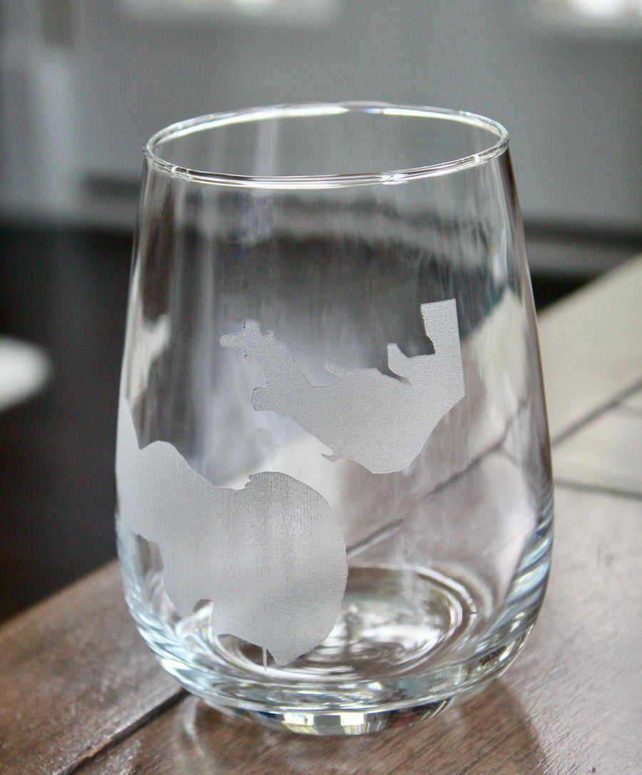 Brooks and Hess Lakes, MI Map Engraved Glasses
