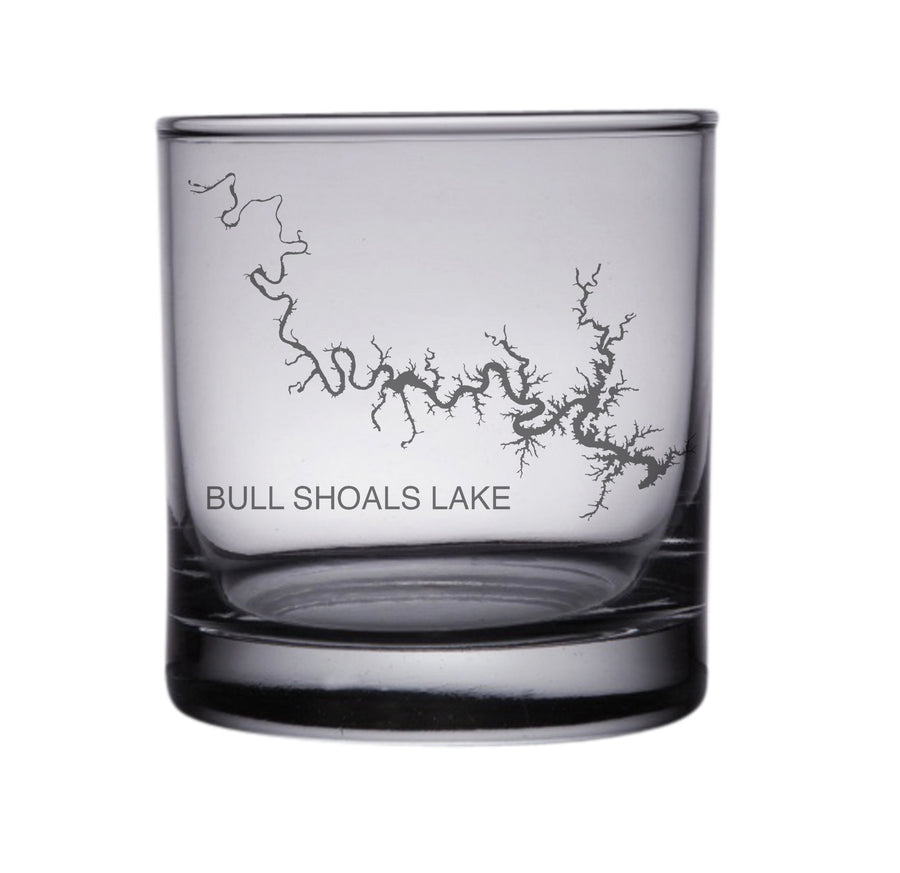 Bull Shoals Lake Arkansas Map Engraved Glasses