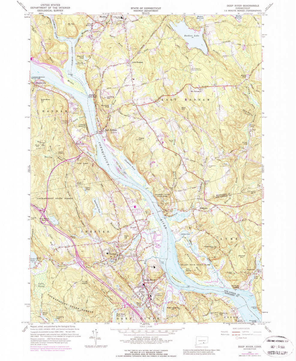 Deep River (CT) Topographic Map - 1961 – HullSpeed Designs