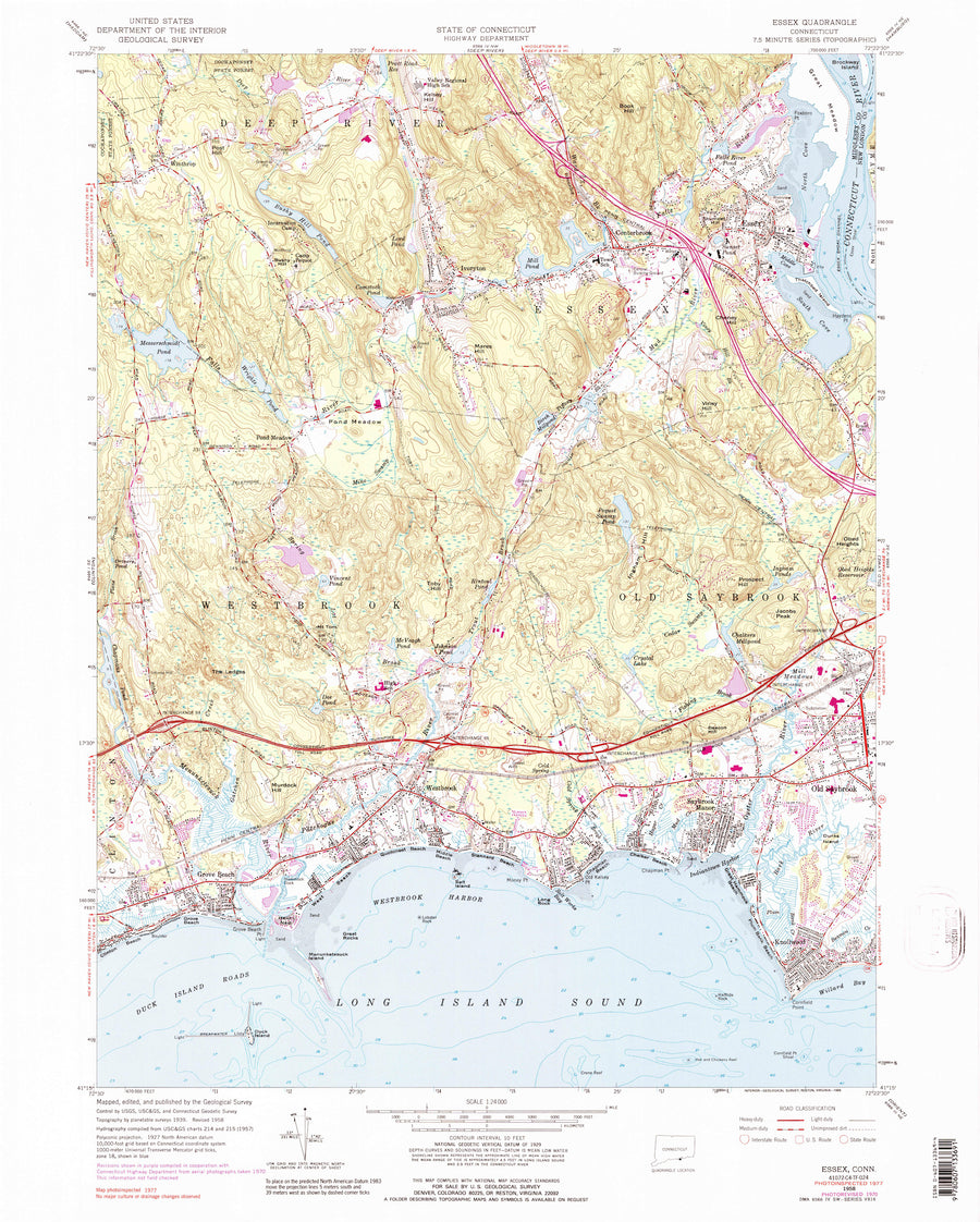 Essex (CT) Topographic Map -  1958