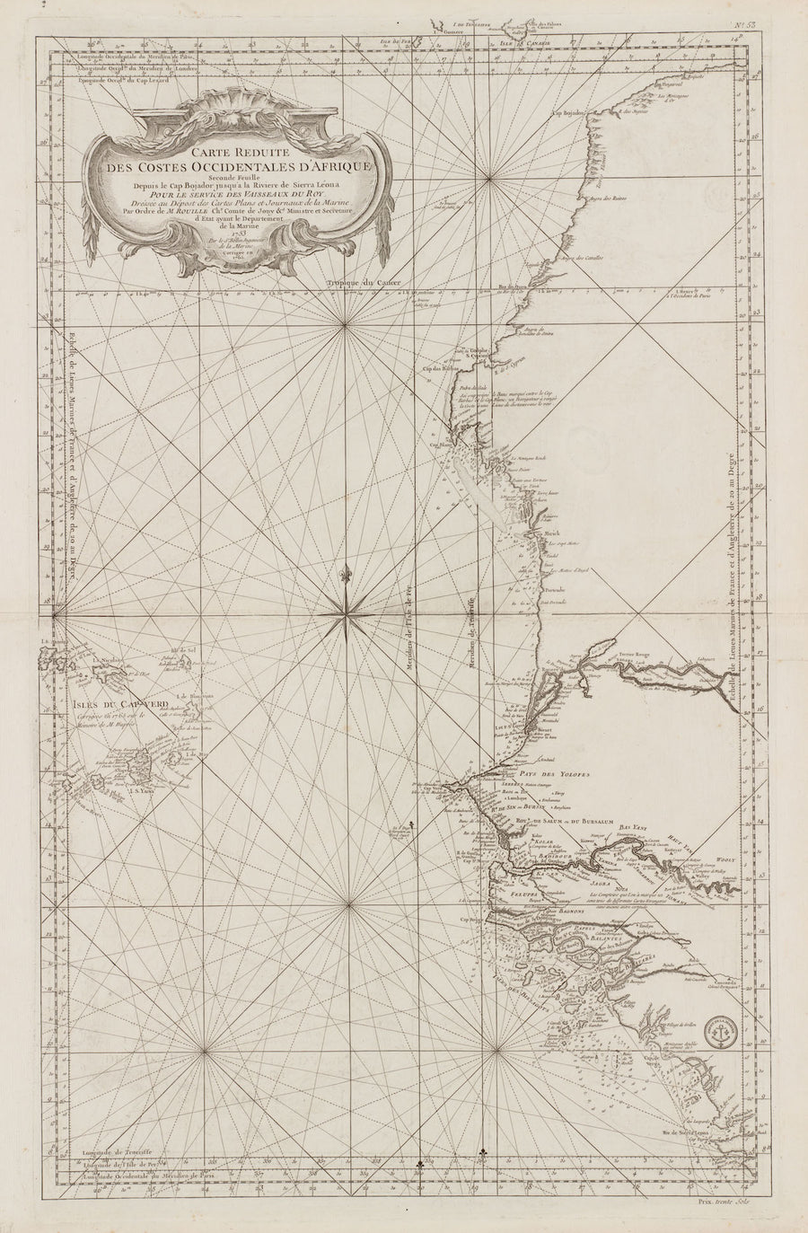 Cape Verde Islands  Map - 1753 (Sepia)