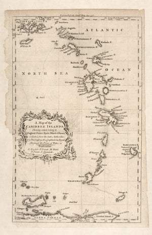Caribbean Islands Map - 1756 - Nautical Chart Print - Paper | Canvas | Metal