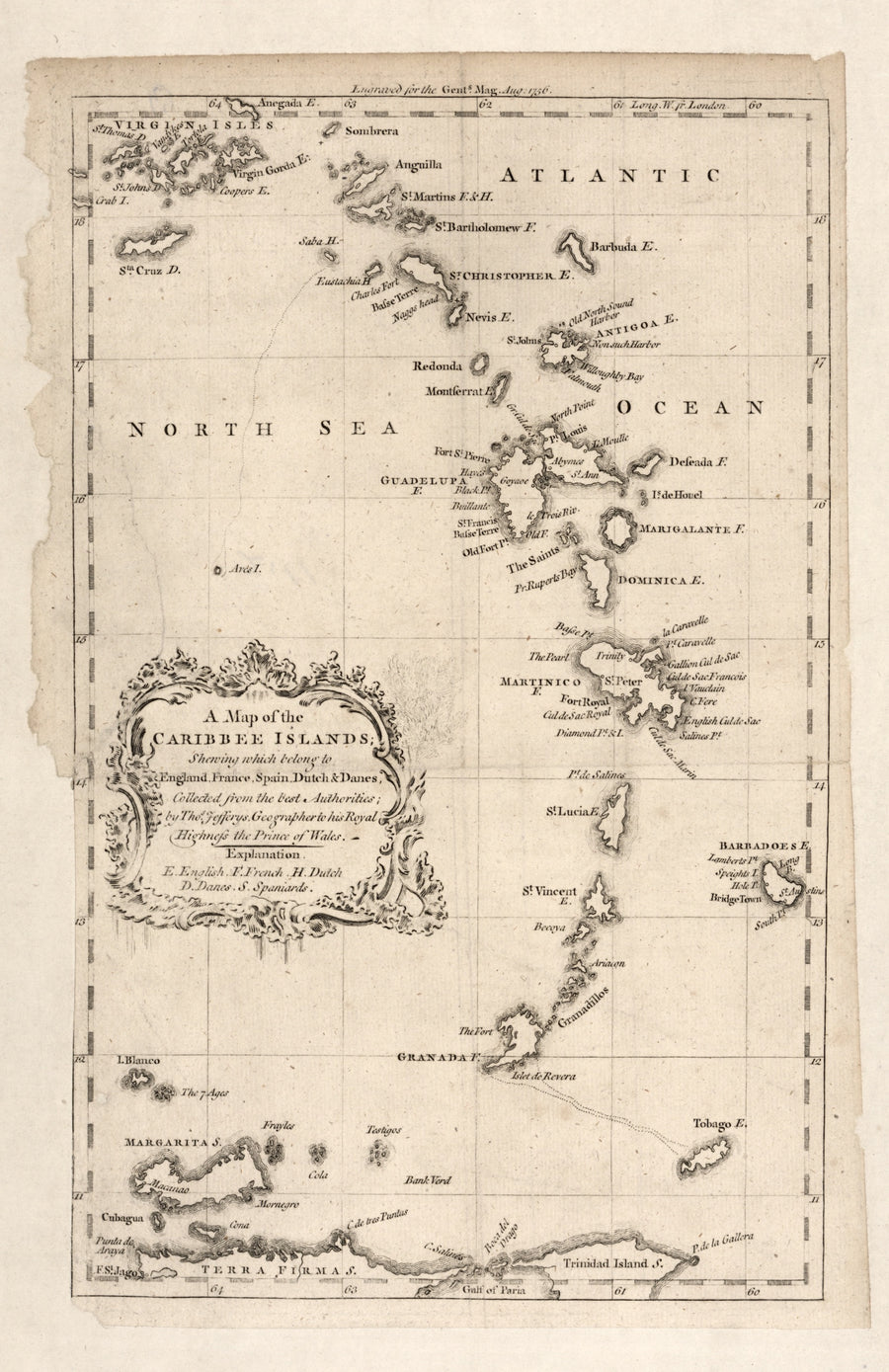 Caribbean Islands Map - 1756 - Nautical Chart Print - Paper | Canvas | Metal