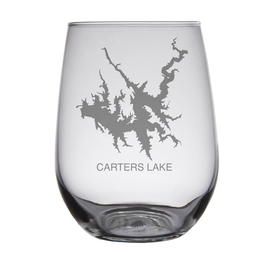 Carter's Lake (GA) Map Engraved Glasses