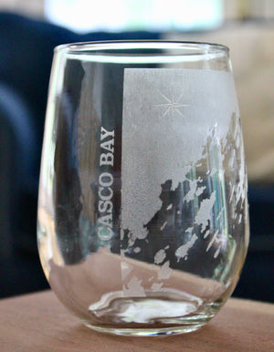 Casco Bay Map Engraved Glasses