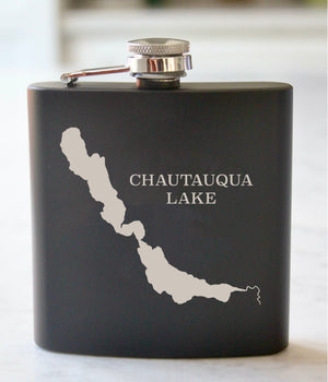 Chautauqua Lake Engraved Stainless Steel Flask - 6 oz.