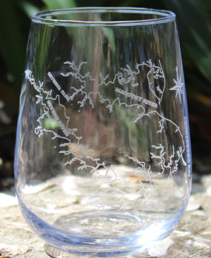 Chesapeake Bay - Severn & Magothy Rivers Map Engraved Glasses