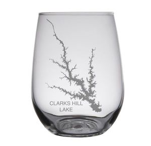 Clarks Hill Lake (GA) Engraved Map Glasses
