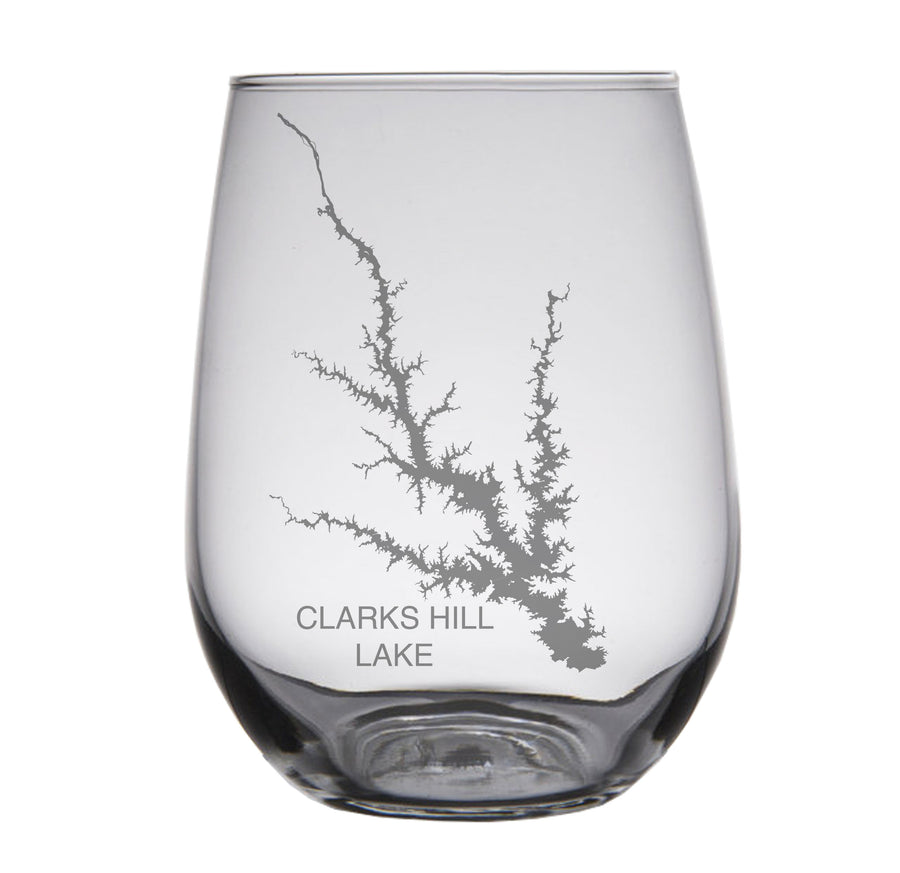 Clarks Hill Lake (GA) Engraved Map Glasses