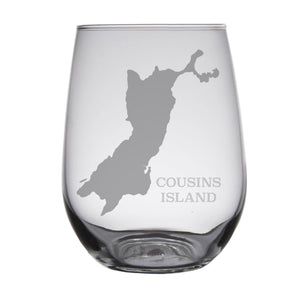 Cousins Island (ME) Map Engraved Glasses