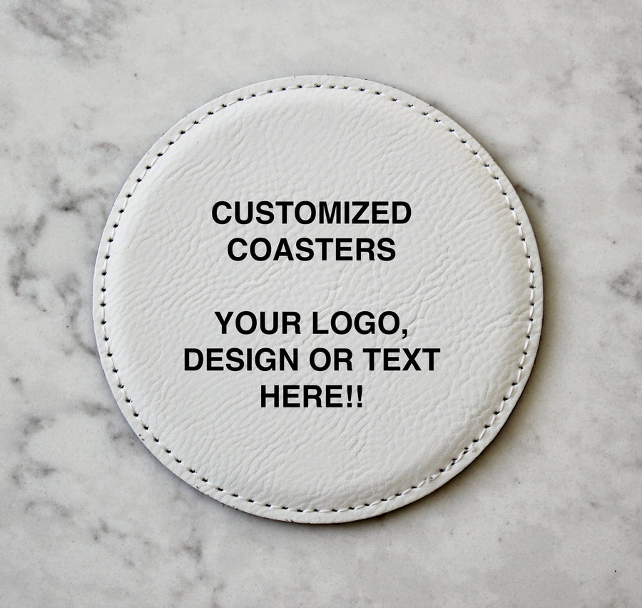 Personalized logo, design, text - Coaster Set (Slate or Leatherette) - Personalized Gift (Copy)