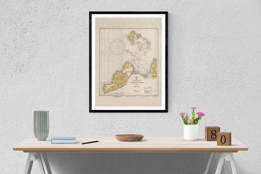 Cuttyhunk Map 1934 - Nautical Chart Print - Paper | Canvas | Metal