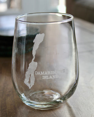 Damariscove Island Map Engraved Glasses