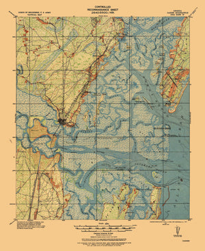 Darien, Georgia Topographical Map - 1921 - Nautical Chart Print - Paper | Canvas | Metal