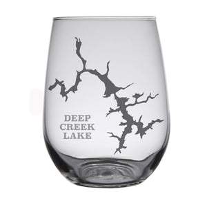 Deep Creek Lake (MD) Map Engraved Glasses