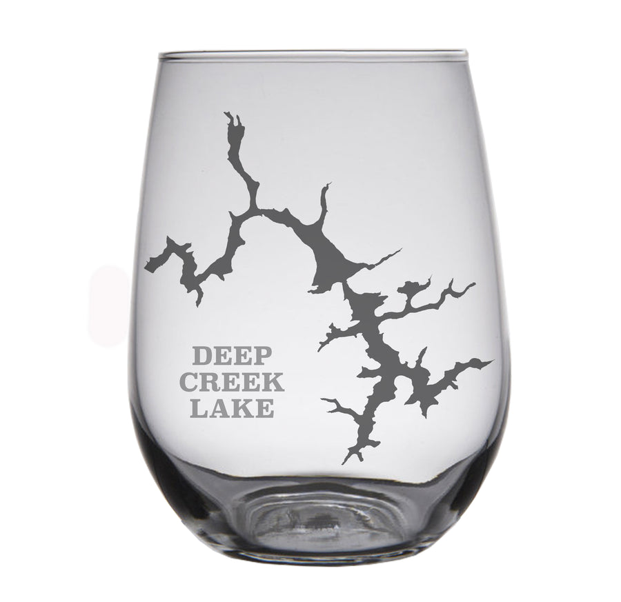 Deep Creek Lake (MD) Map Engraved Glasses