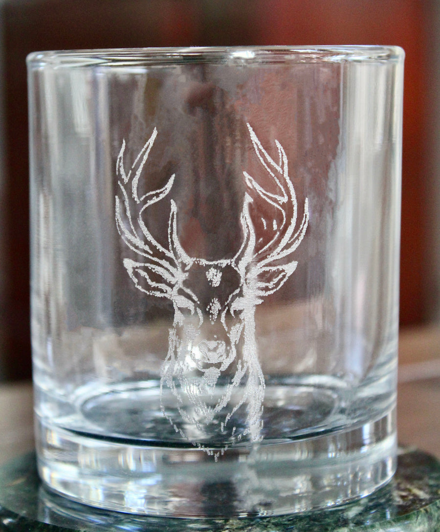 Deer Head Engraved Glasses