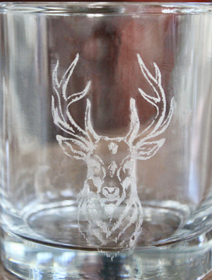 Deer Head Engraved Glasses