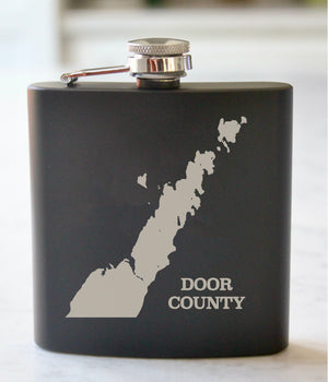 Door County Engraved Stainless Steel Flask - 6 oz.