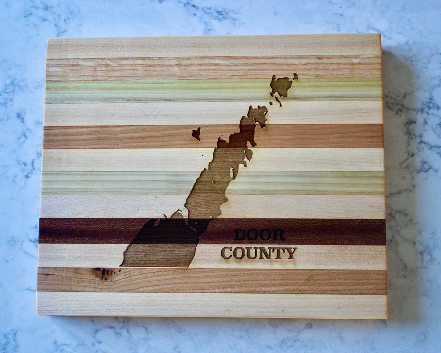 Door County Map Engraved Wooden Serving Board & Bar Board