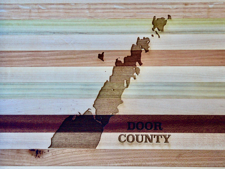 Door County Map Engraved Wooden Serving Board & Bar Board