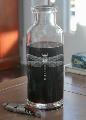 Dragonfly Engraved Glass Carafe