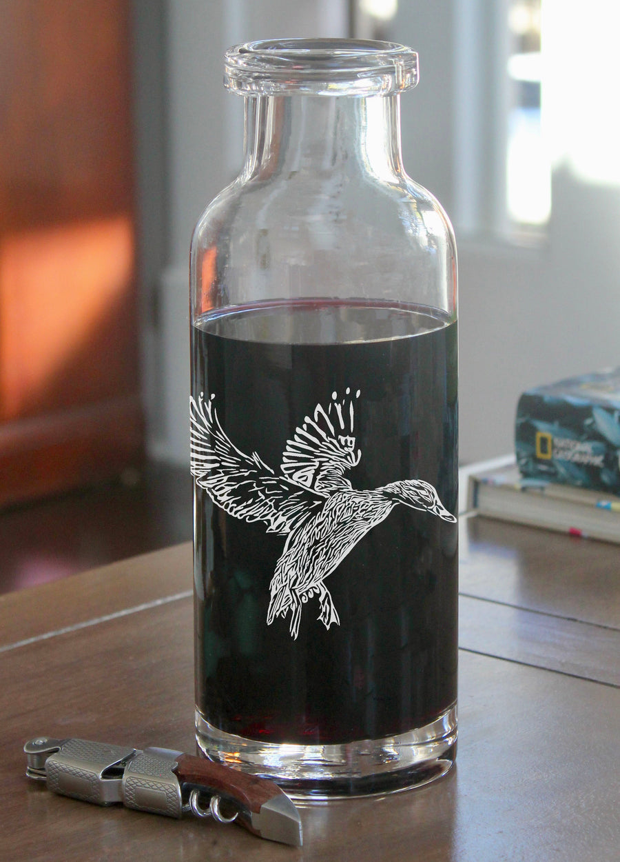 Duck Engraved Glass Carafe