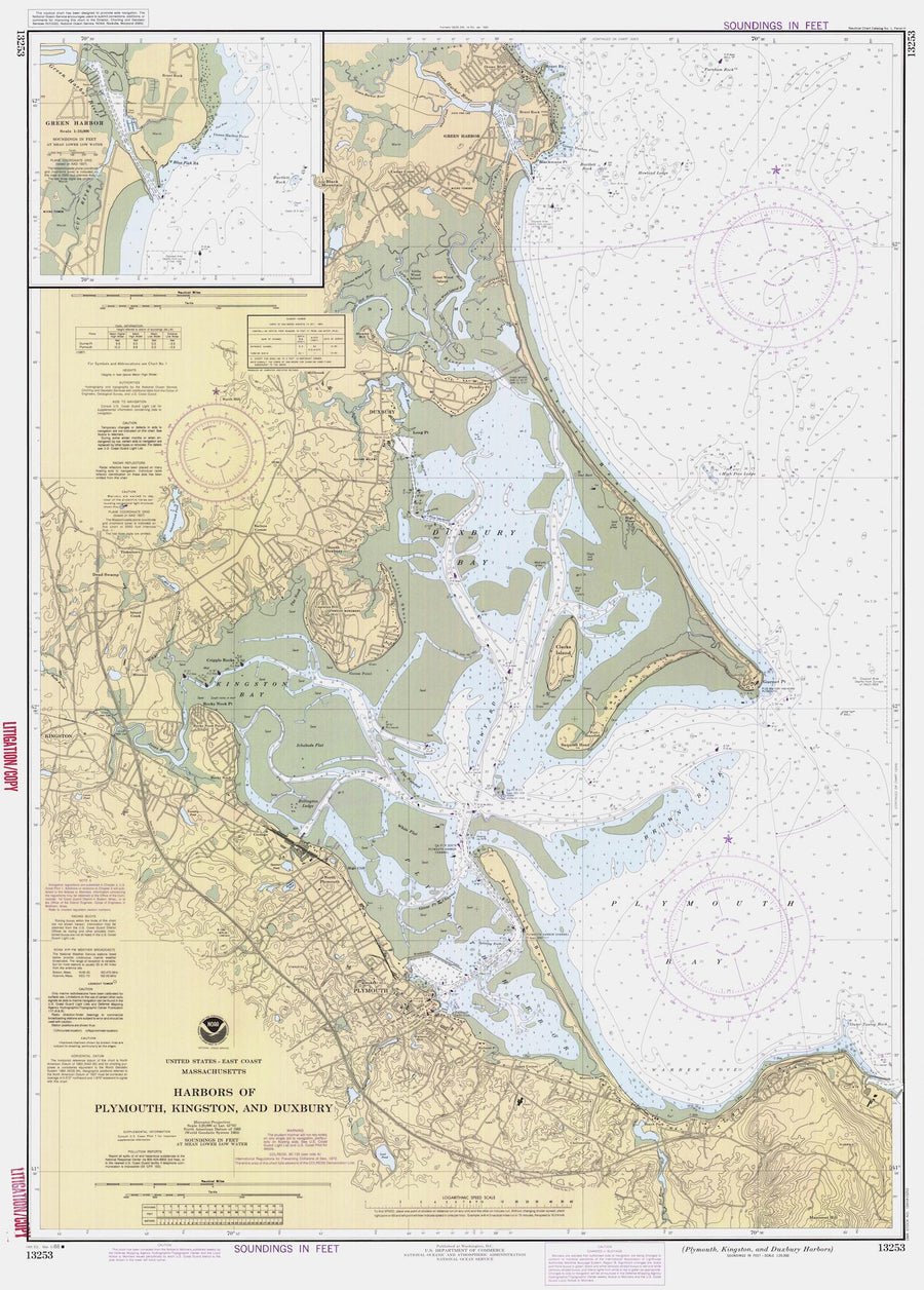 Duxbury, Kingston & Plymouth Harbors Map 1988 - Nautical Chart Print - Paper | Canvas | Metal