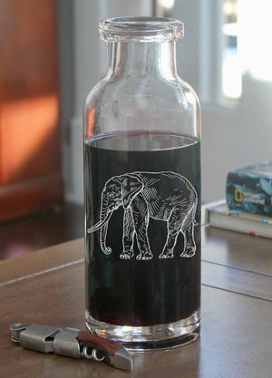 Elephant Engraved Glass Carafe