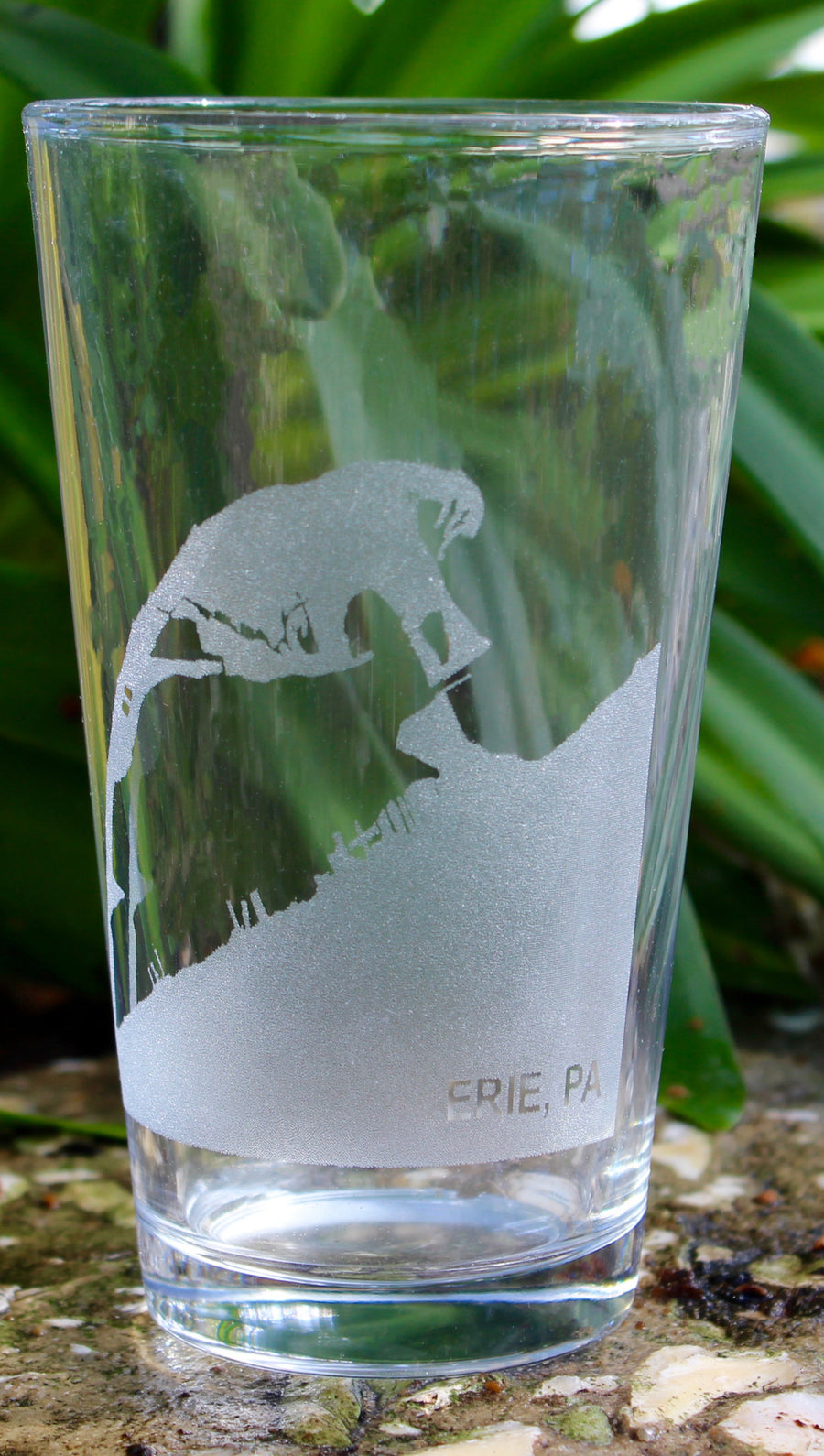 Lake Erie - Presque Isle Map Engraved Glasses