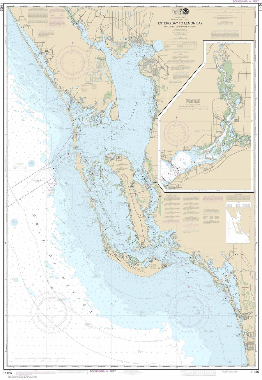 Estero Bay to Lemon Bay -Charlotte Harbor Map - 2015 - Nautical Chart Print - Paper | Canvas | Metal