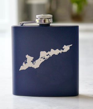 Fishers Island Engraved Stainless Steel Flask - 6 oz.