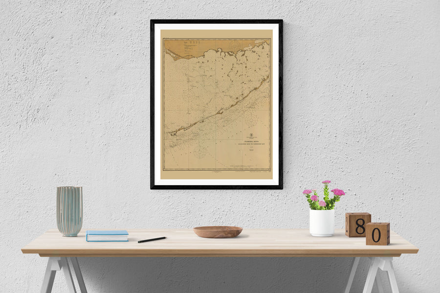 Florida Keys Map 1921 - Nautical Chart Print - Paper | Canvas | Metal