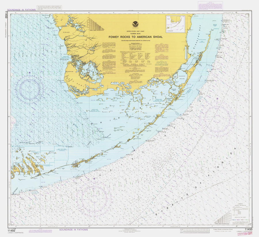 Florida Keys Map - Fowey Rocks to American Shoal - 1983