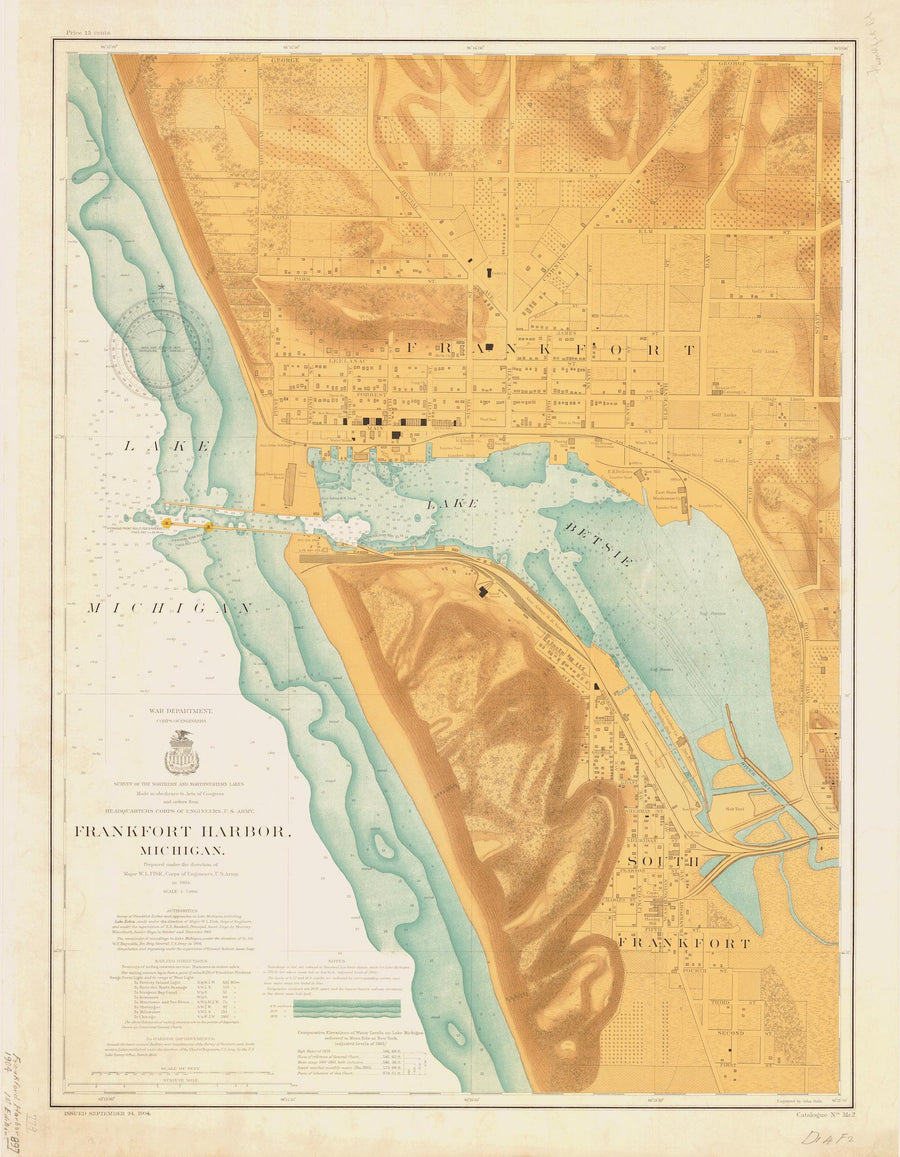 Frankfort Harbor Map - Lake Michigan 1904 - Nautical Chart Print - Paper | Canvas | Metal