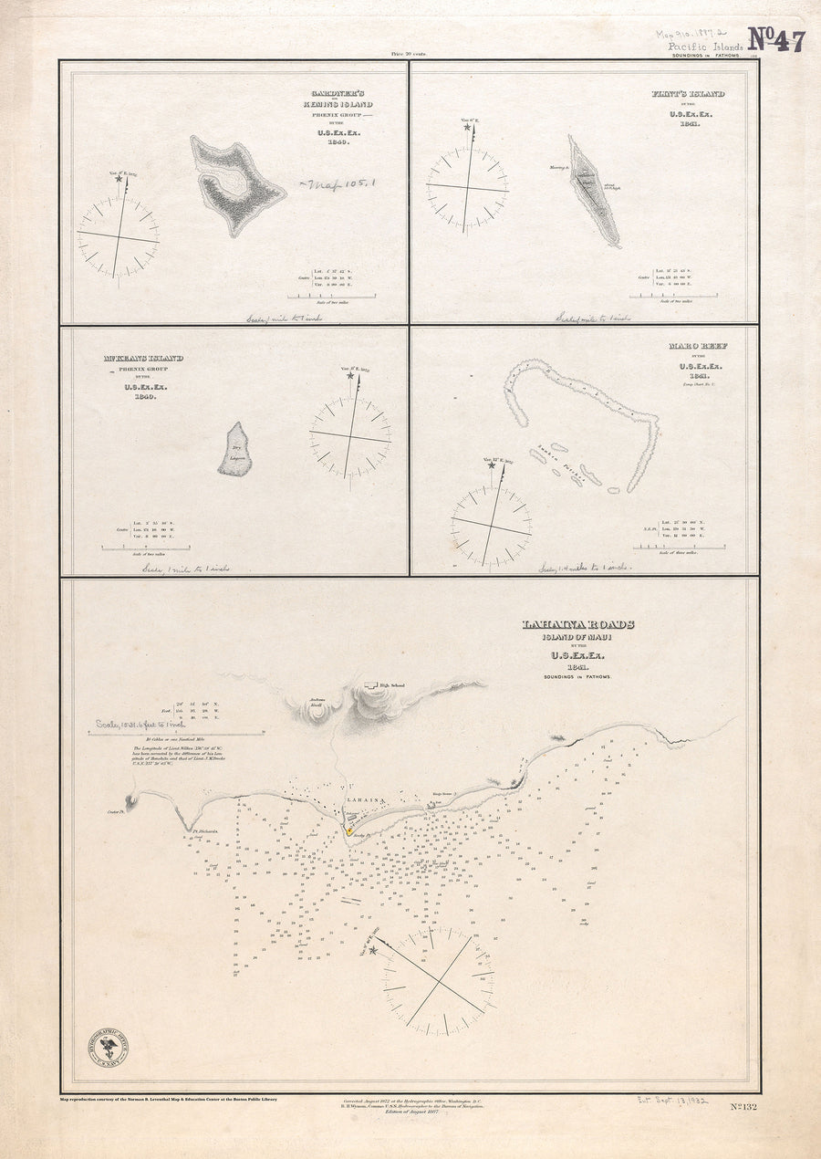 Gardner's or Kemins Island, Phœnix Group, Flint's Island, McKeans Island, Phœnix Group, Maro Reef, Lahaina Roads, Island of Maui
