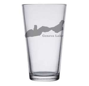 Geneva Lake (WI) Map Engraved Glasses