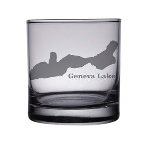 Geneva Lake (WI) Map Engraved Glasses