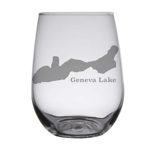 Geneva Lake (WI) Map Engraved Glasses