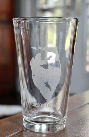 Gibson Island Map Engraved Glasses