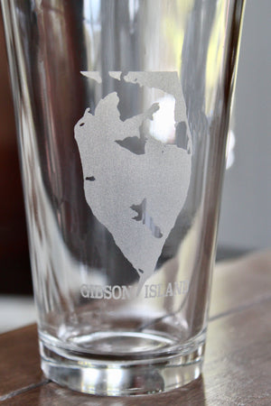 Gibson Island Map Engraved Glasses