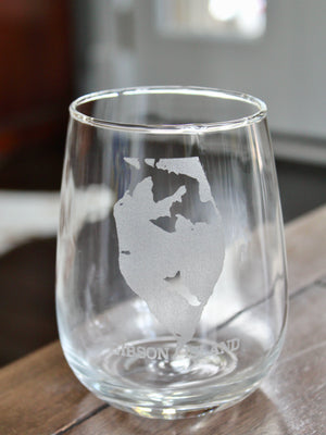 Gibson Island Map Engraved Glasses