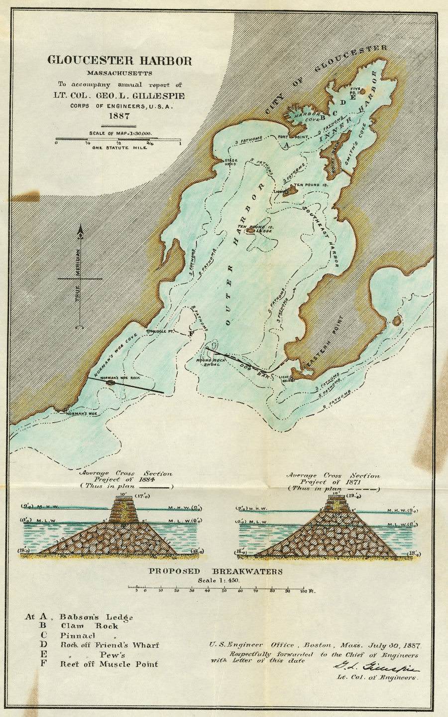 Gloucester Harbor Map - 1887