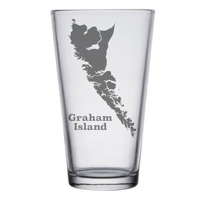 Graham Island, British Columbia Map Engraved Glasses