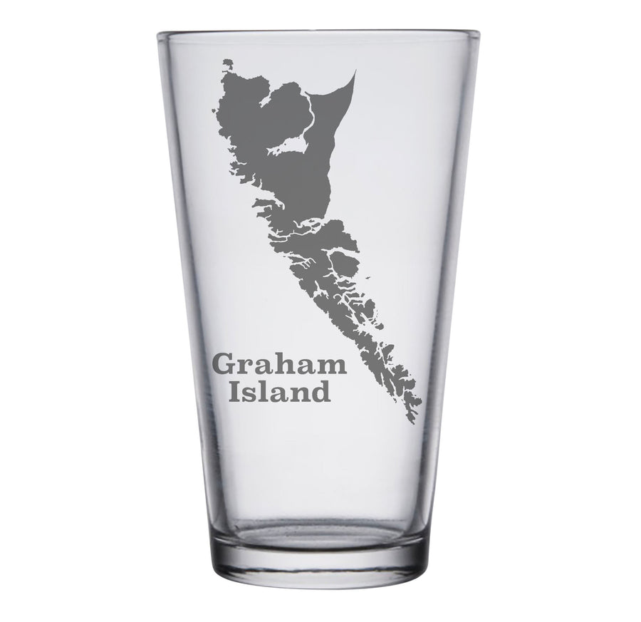 Graham Island, British Columbia Map Engraved Glasses