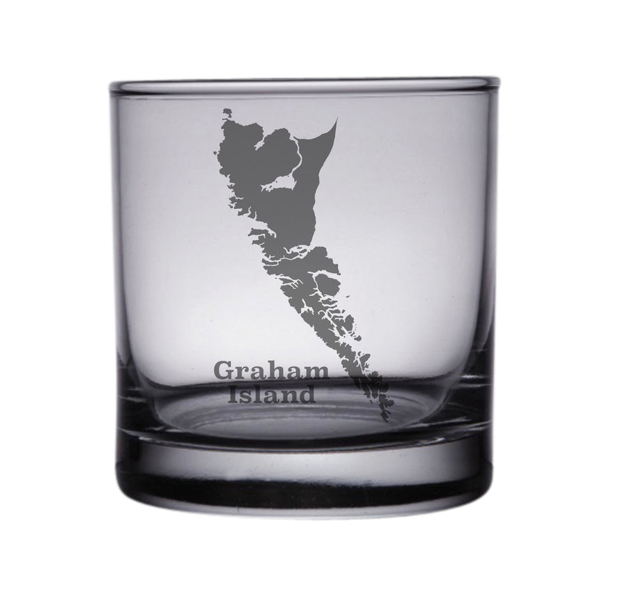 Graham Island, British Columbia Map Engraved Glasses